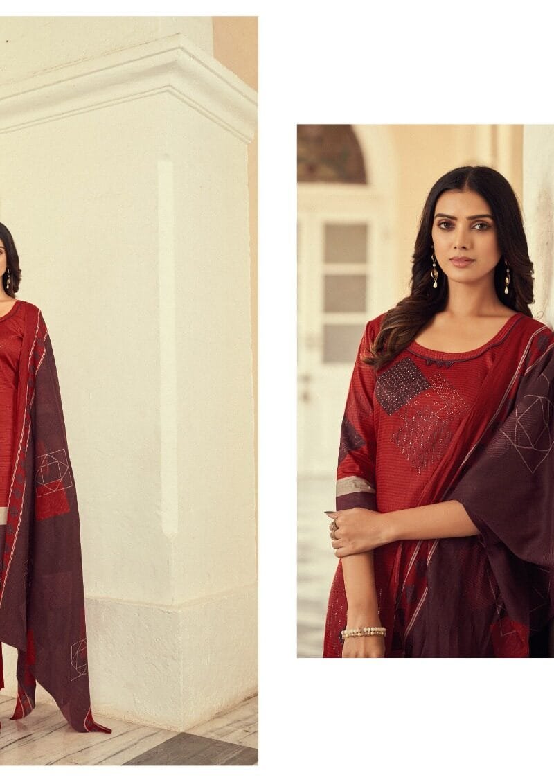 Azara Maria Pure Zam Cotton Designer Prints With Daman Embroidery