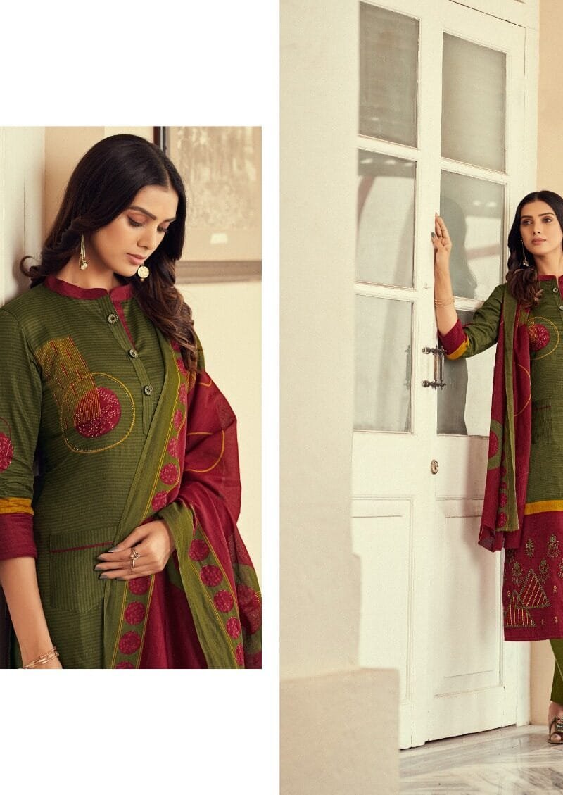 Azara Maria Pure Zam Cotton Designer Prints With Daman Embroidery