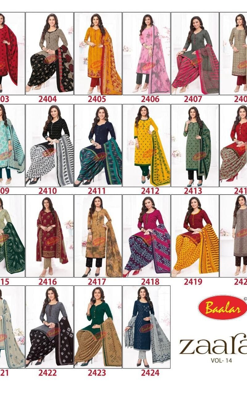 Baalar Zaara Vol 14 Wholesale Cotton Dress Material