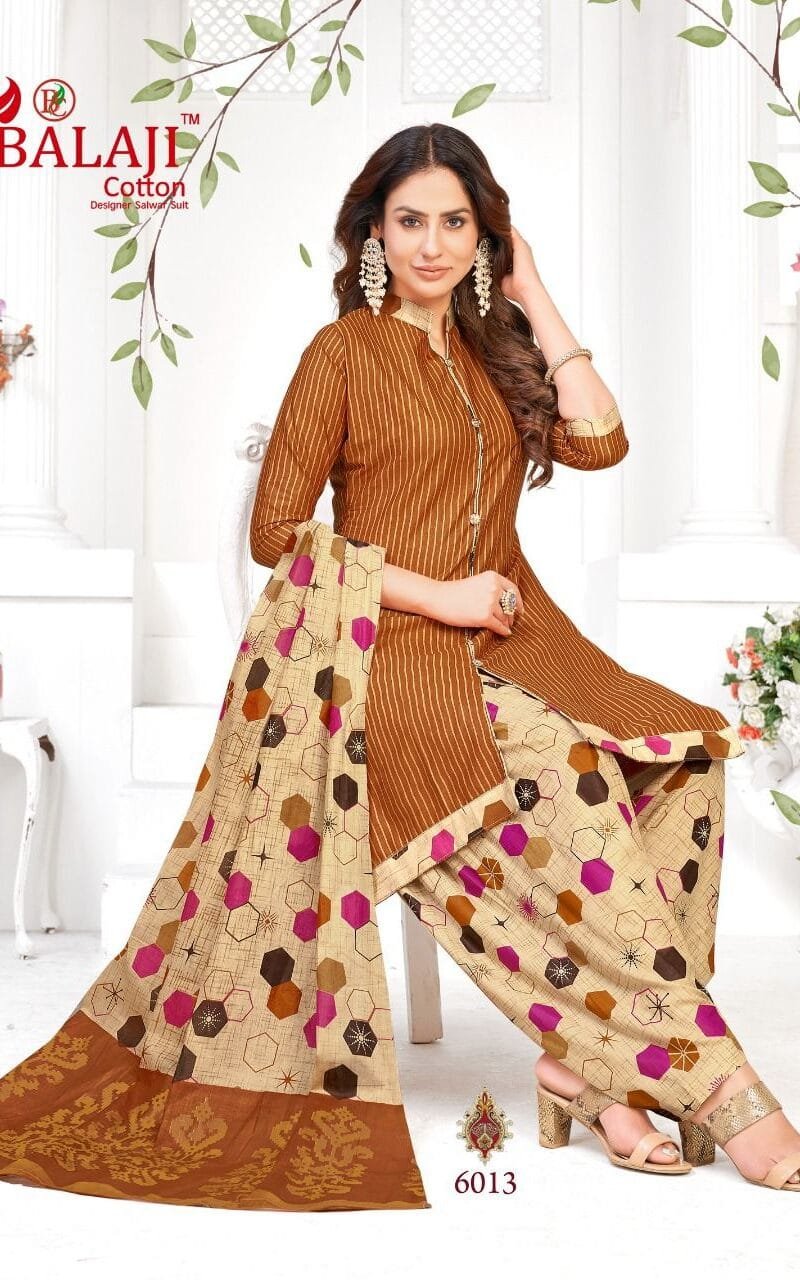 Balaji Rajwadi Patiyala Vol 6 Wholesale Cotton Dress Material