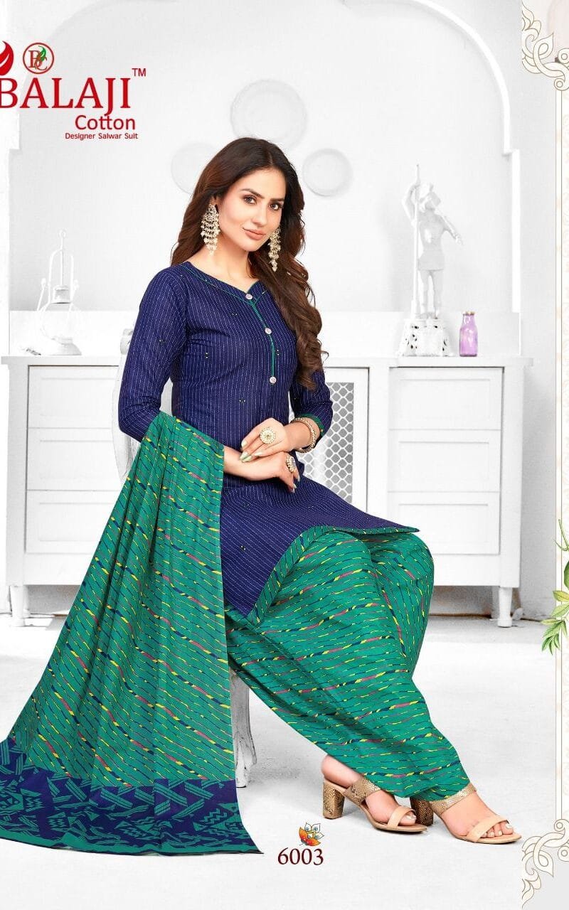 Balaji Rajwadi Patiyala Vol 6 Wholesale Cotton Dress Material