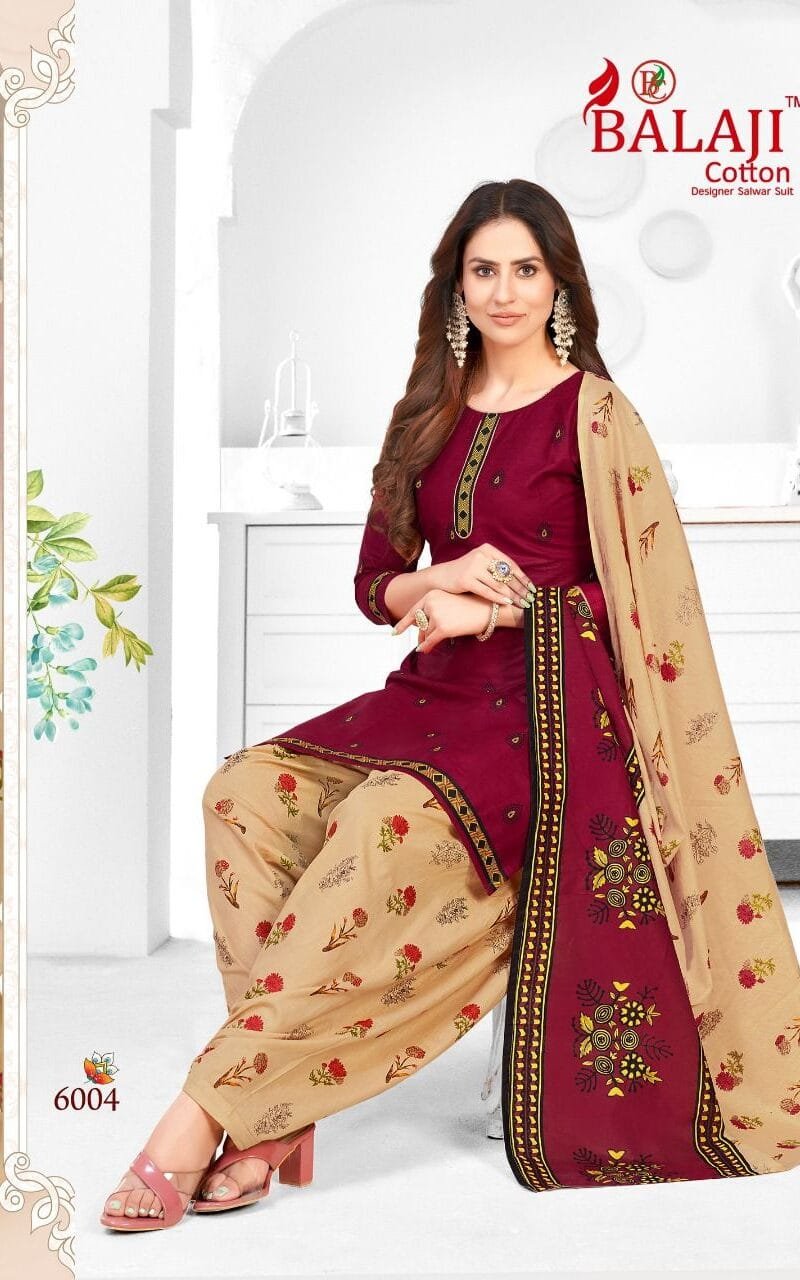 Balaji Rajwadi Patiyala Vol 6 Wholesale Cotton Dress Material
