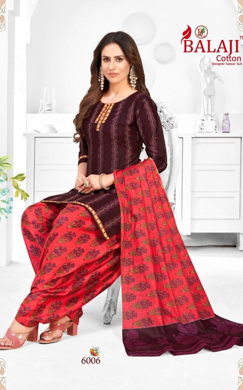 Balaji Rajwadi Patiyala Vol 6 Wholesale Cotton Dress Material