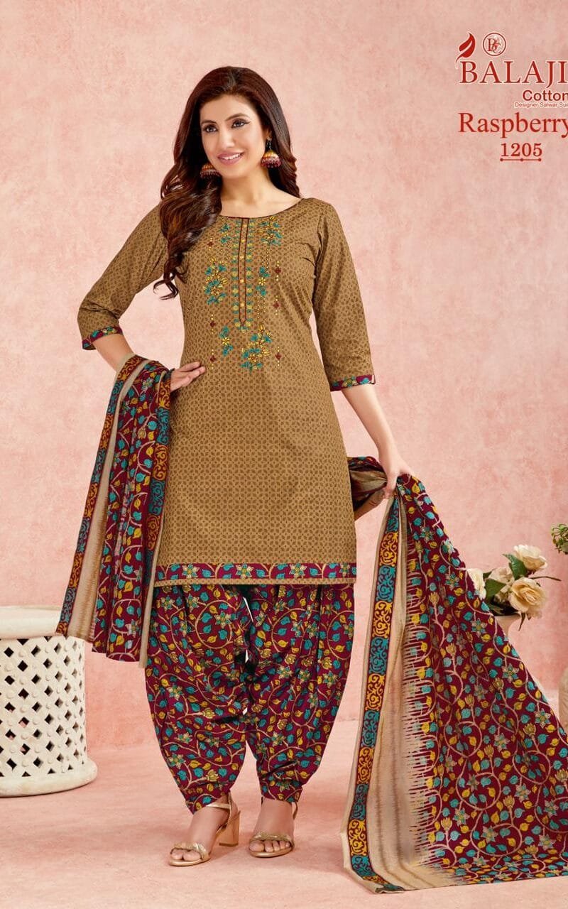 Balaji Rasberry Vol 12 Pure Cotton With Embroidery Wholesale Dress Material