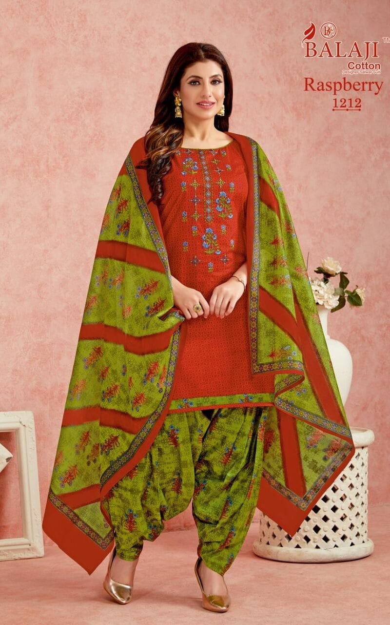 Balaji Rasberry Vol 12 Pure Cotton With Embroidery Wholesale Dress Material