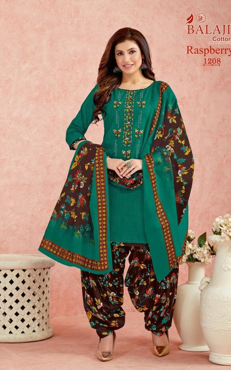 Balaji Rasberry Vol 12 Pure Cotton With Embroidery Wholesale Dress Material