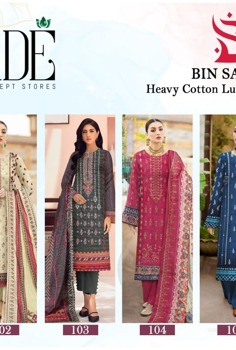 Bin Saeed Heavy Cotton Luxury Collection Jade Pure Heavy Lawn Cotton