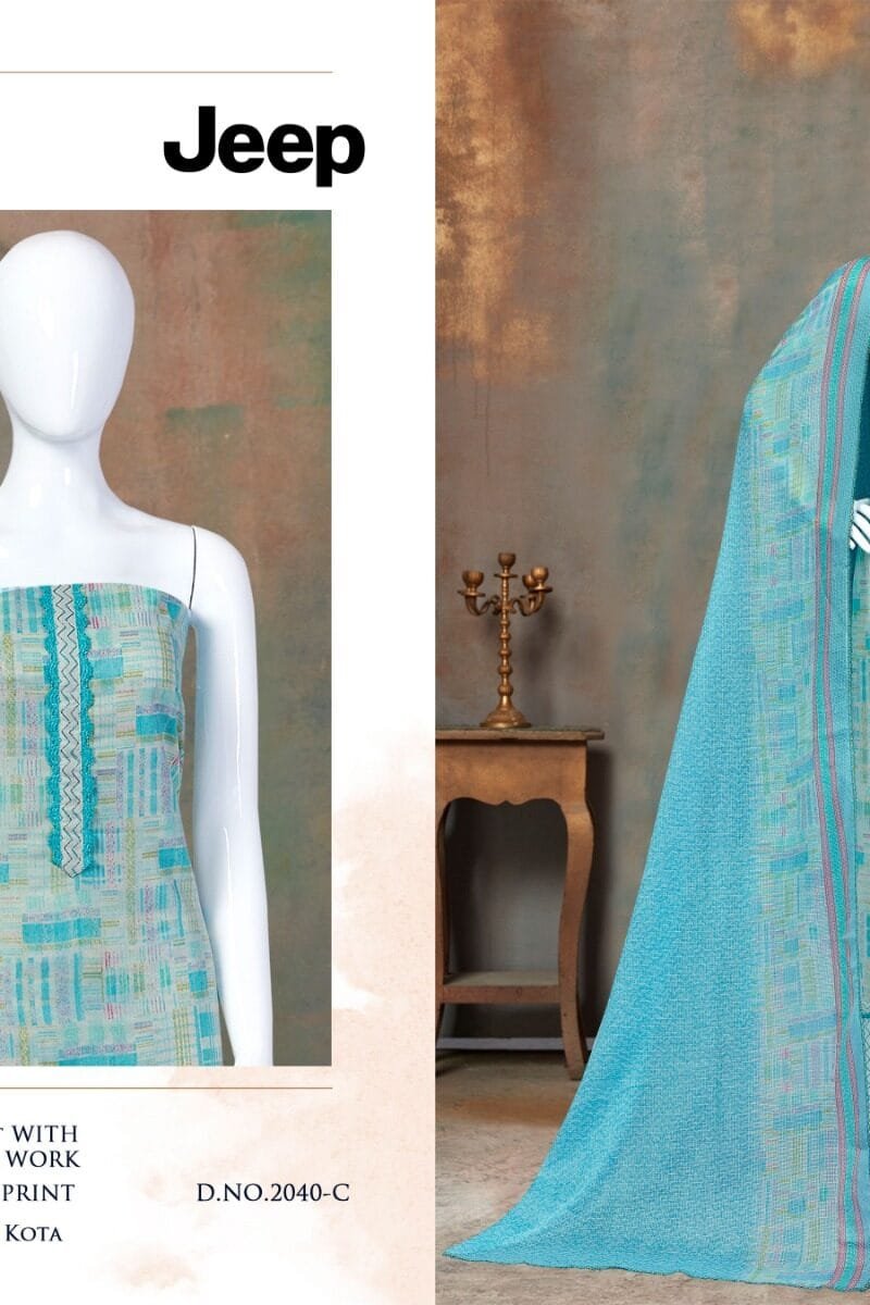 Bipson Jeep 2040 Premium Collection Pure Cotton Print Khatli Hand Work