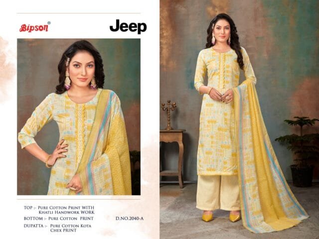 Bipson Jeep 2040 Premium Collection Pure Cotton Print Khatli Hand Work