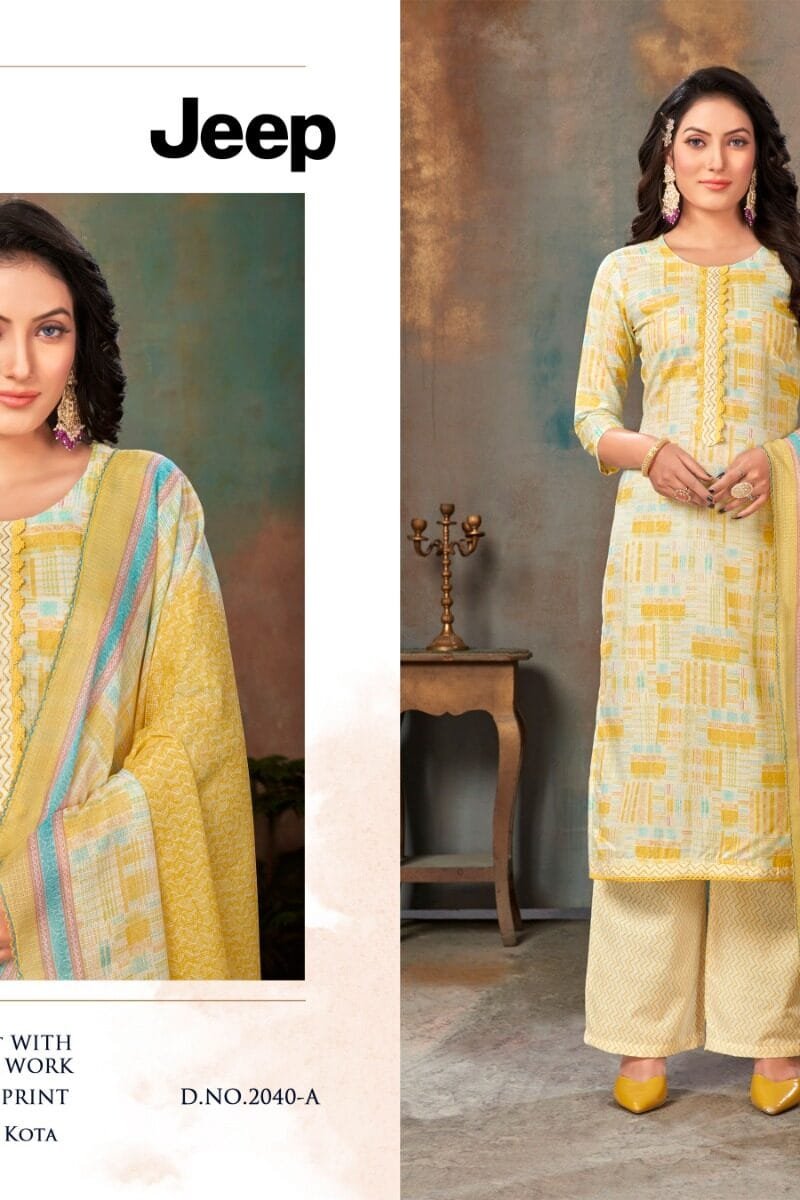 Bipson Jeep 2040 Premium Collection Pure Cotton Print Khatli Hand Work