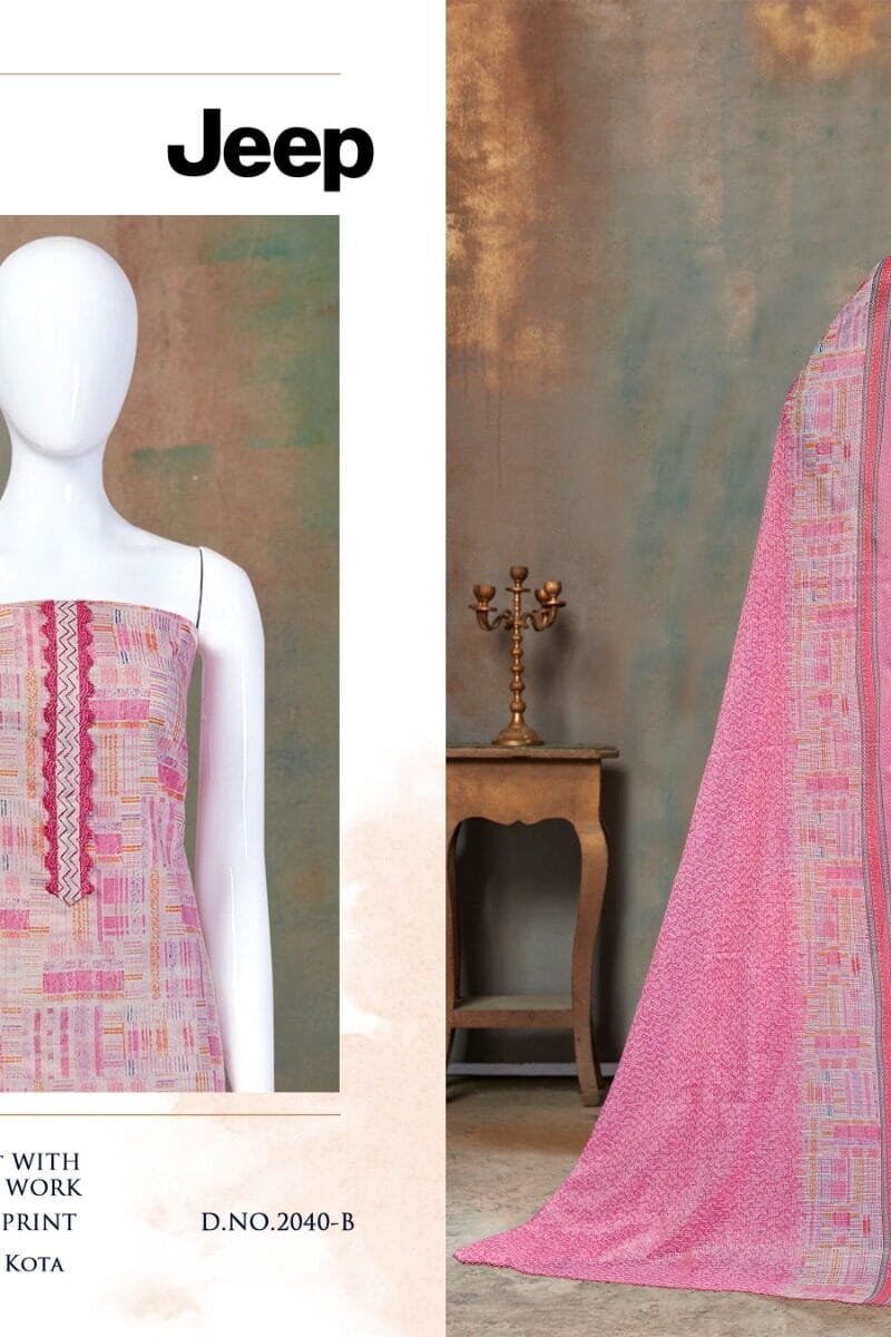 Bipson Jeep 2040 Premium Collection Pure Cotton Print Khatli Hand Work