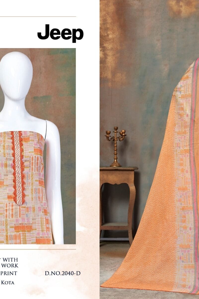 Bipson Jeep 2040 Premium Collection Pure Cotton Print Khatli Hand Work