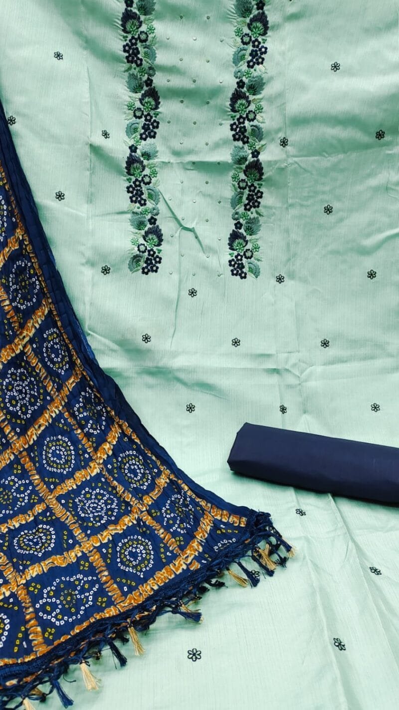 Coco Silk Cotton with Chinon Bandhani Print Dupatta Wholesale Dress Material