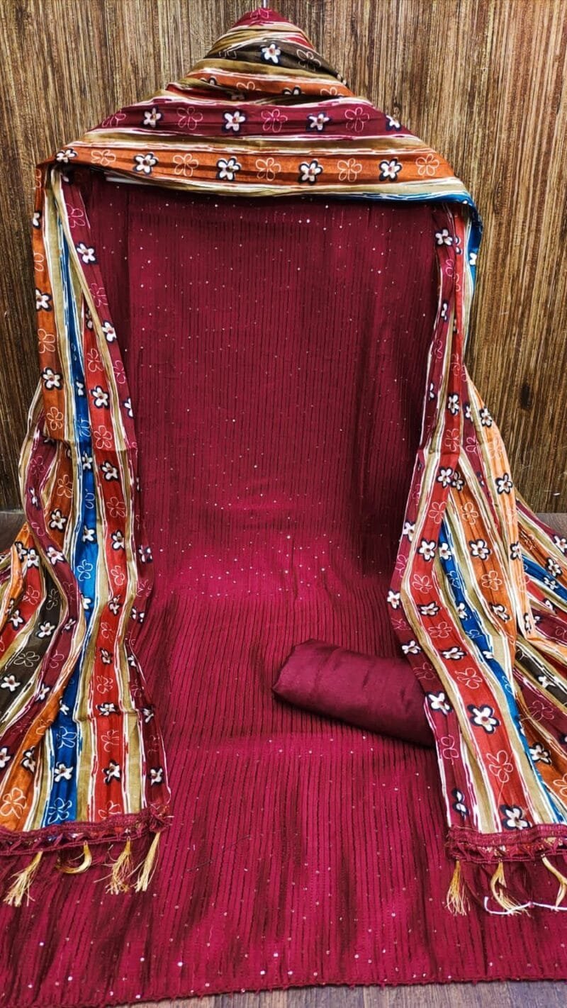 Diable Chanderi Croset Work Wholesale Dress Material