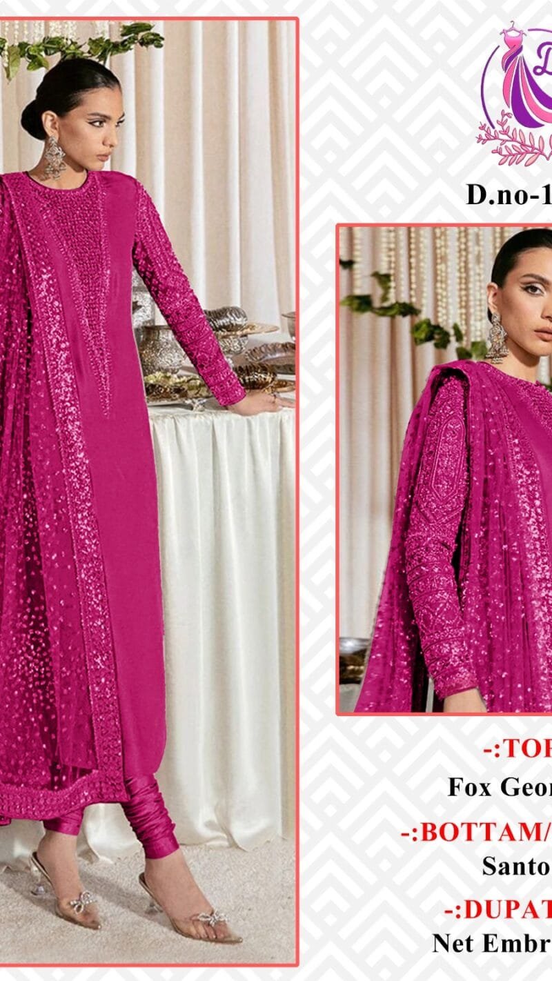 Dinsaa Suit D No 184 EFGH Georgette Embroidered Pakistani Salwar Suits
