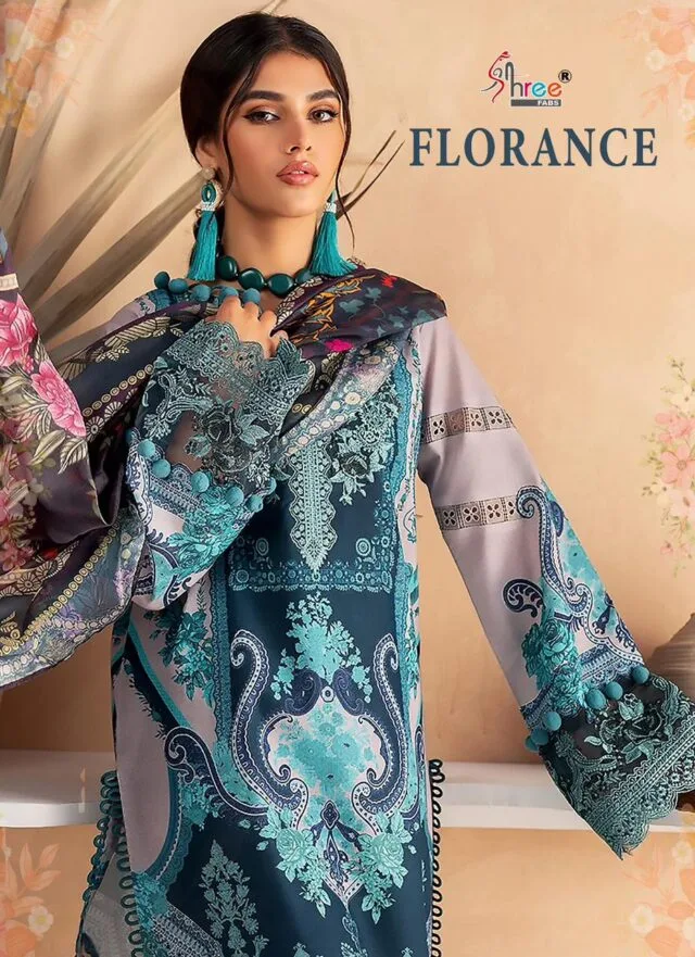 Florance Pure Cotton Print With Heavy Embroidered Pakistani Salwar Suits