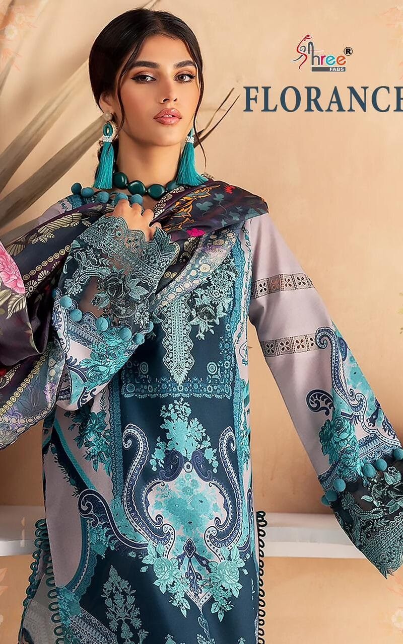 Florance Pure Cotton Print With Heavy Embroidered Pakistani Salwar Suits