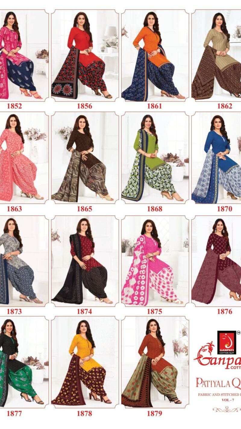 Ganpati Patiyala Queen Vol 7 Wholesale Cotton Dress Material