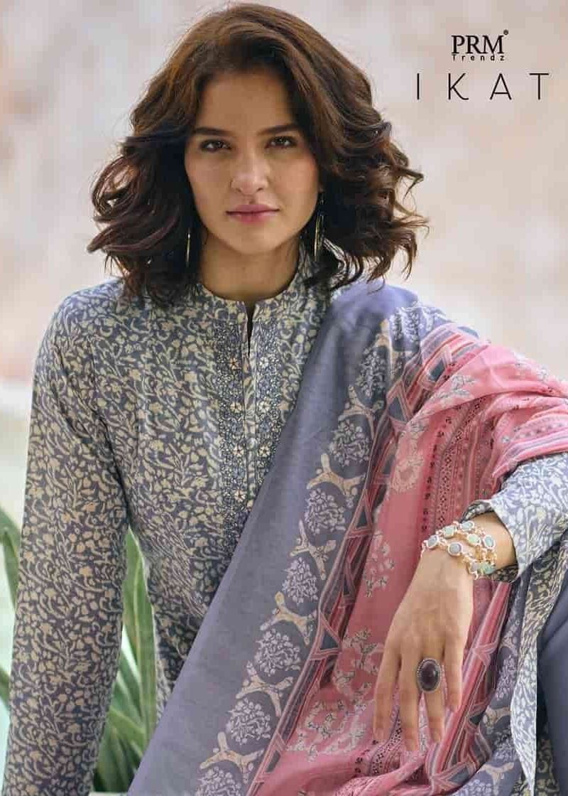 Ikat PRM Trendz Pure Lawn Cotton With Fancy Work