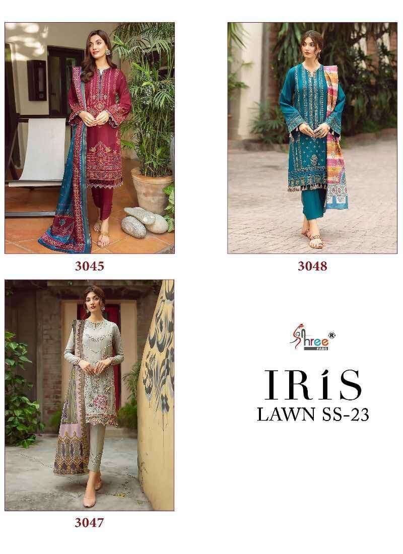 Iris Lawn Ss – 2023 Pure Lawn Cotton with Heavy Self Embroidery Shree Fab