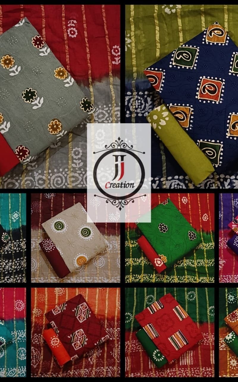 Jj Creation Premium Multi Gold Batik Work