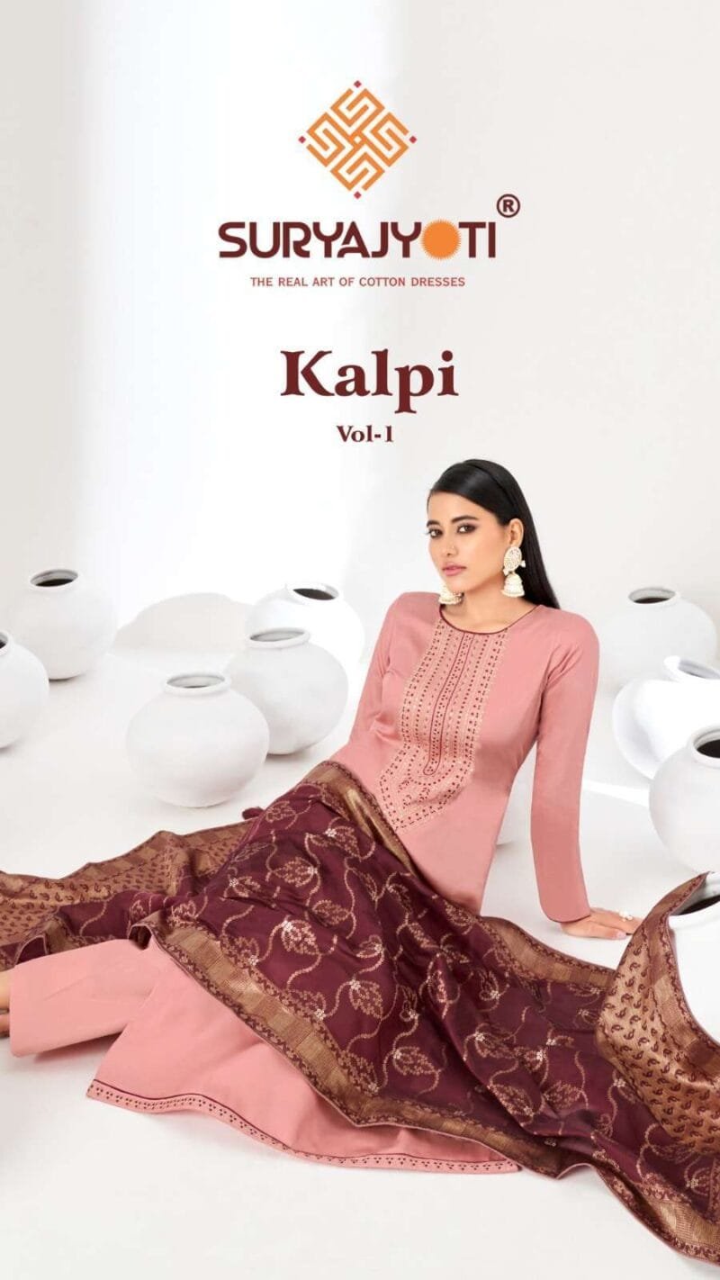 Kalpi Vol 1 Suryajyoti Jaam Satin with Neck And Border Embroidery