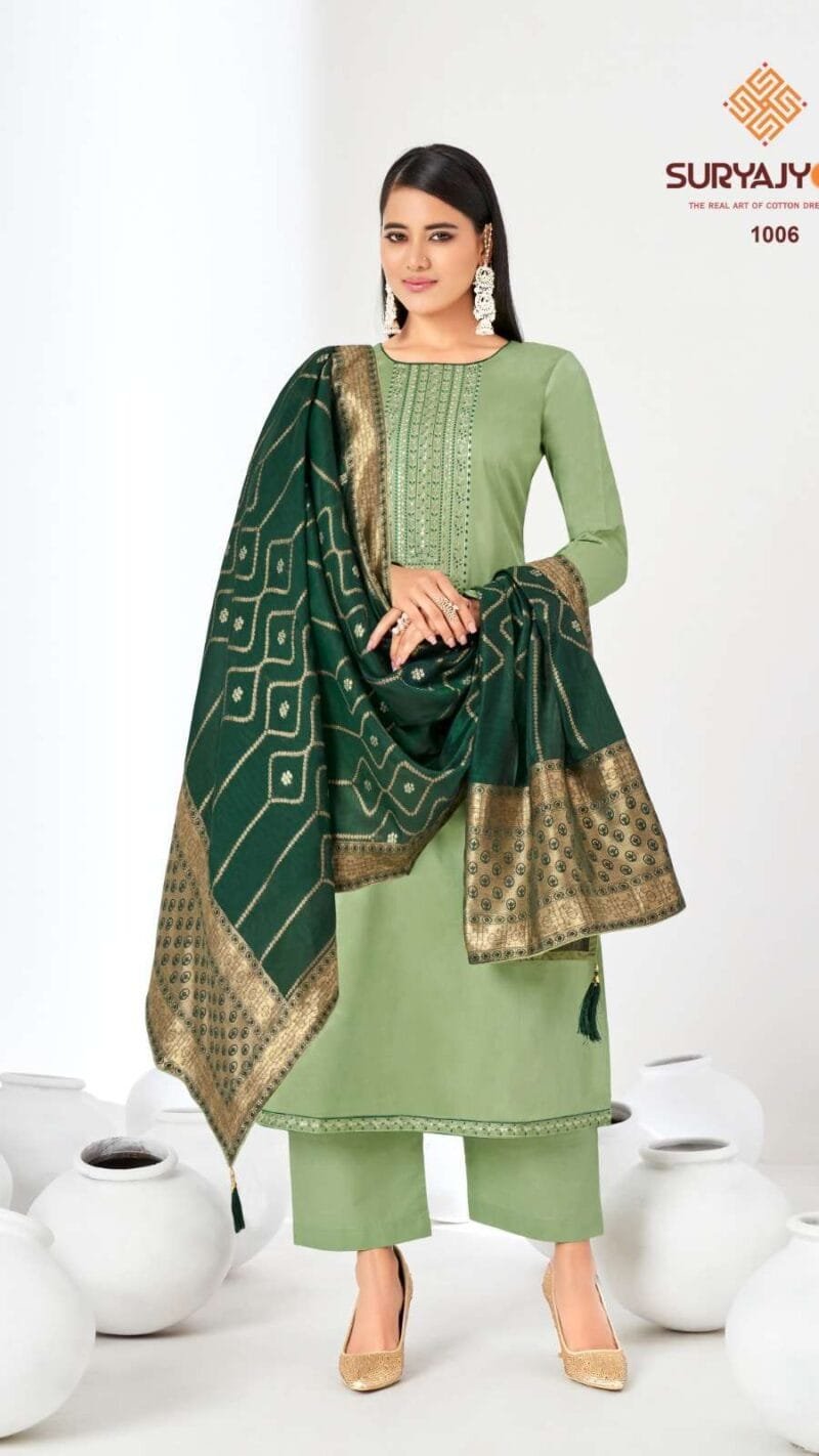 Kalpi Vol 1 Suryajyoti Jaam Satin with Neck And Border Embroidery