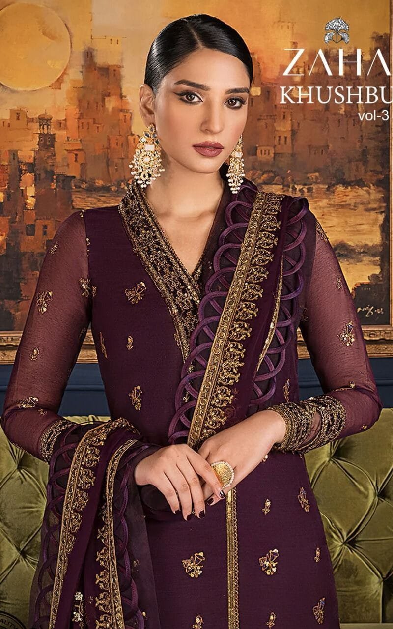 Khushbu Vol 3 Zaha Georgette With Heavy Embroidered Suits