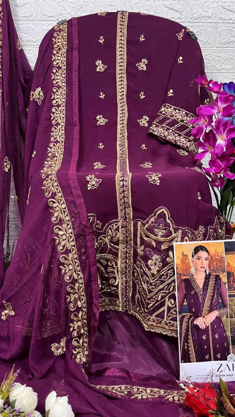 Khushbu Vol 3 Zaha Georgette With Heavy Embroidered Suits