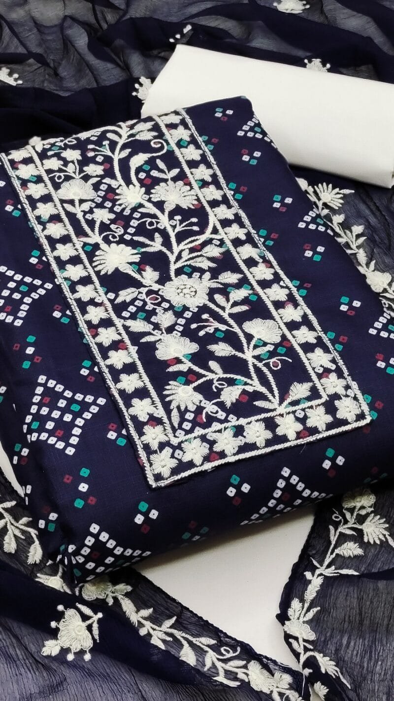 Magic Slub Print With Work Wholesale Cotton Dress Material