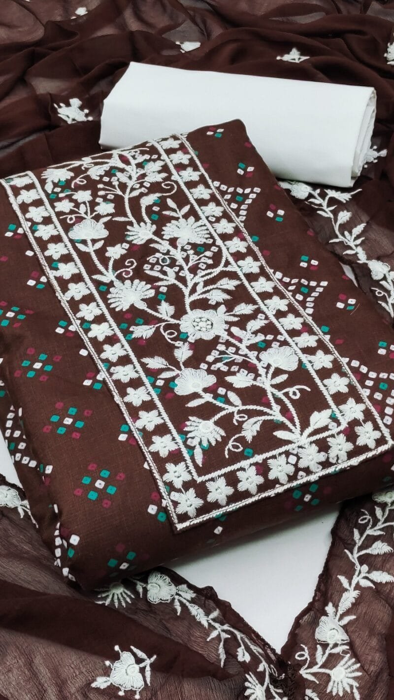 Magic Slub Print With Work Wholesale Cotton Dress Material