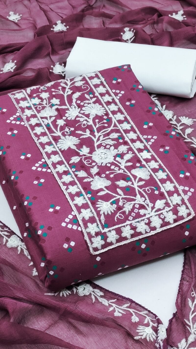 Magic Slub Print With Work Wholesale Cotton Dress Material