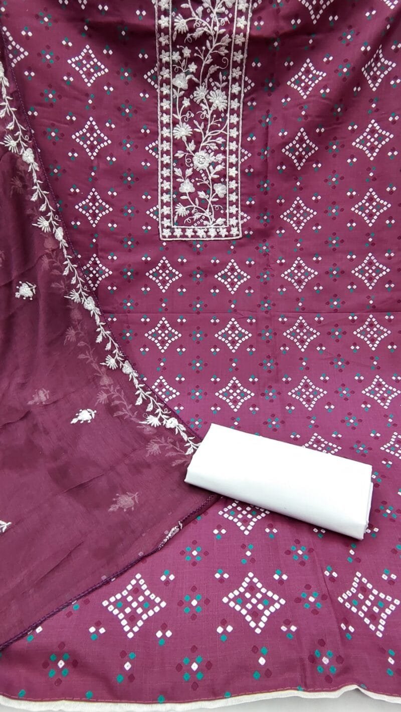 Magic Slub Print With Work Wholesale Cotton Dress Material