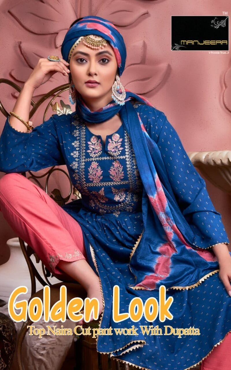 Manjeera Shayrana Readymade Collection Rayon foil print with work