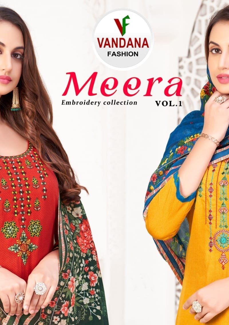 Meera Vol 1 Vandana Fashion Cotton with Embroidery Work Suits