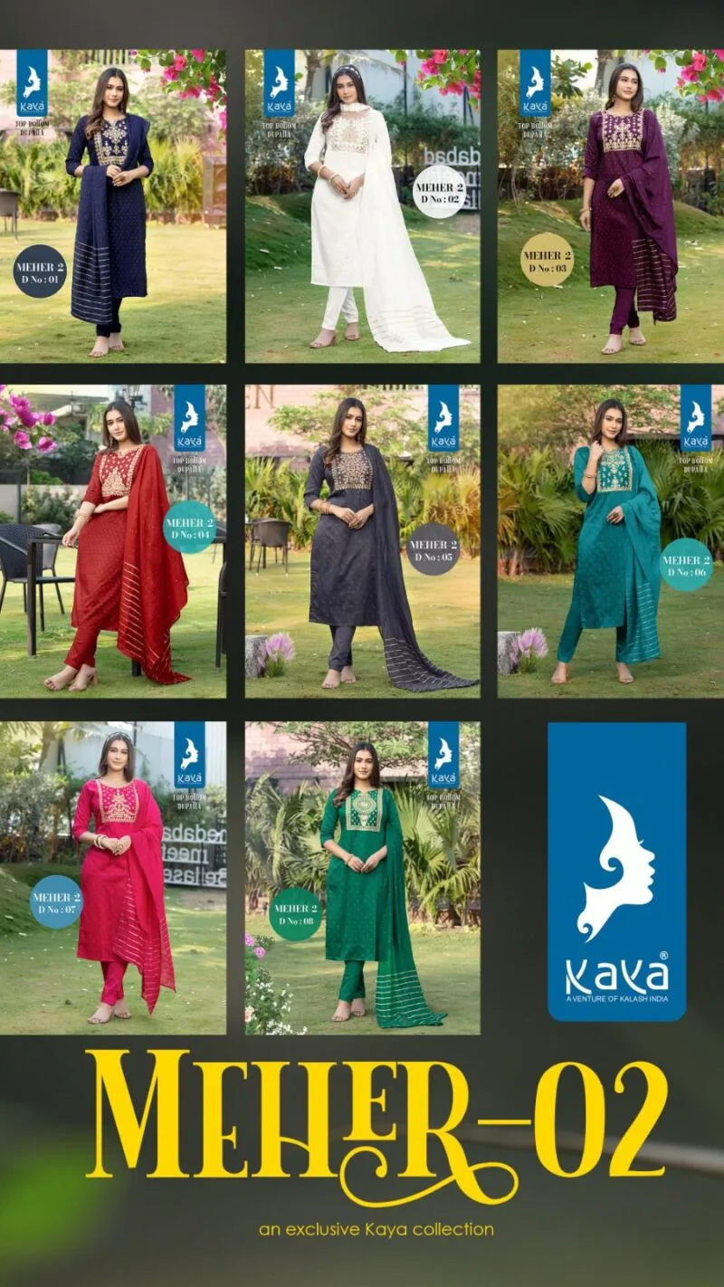 Meher 2 Kaya Readymade 3 Piece Catalogue