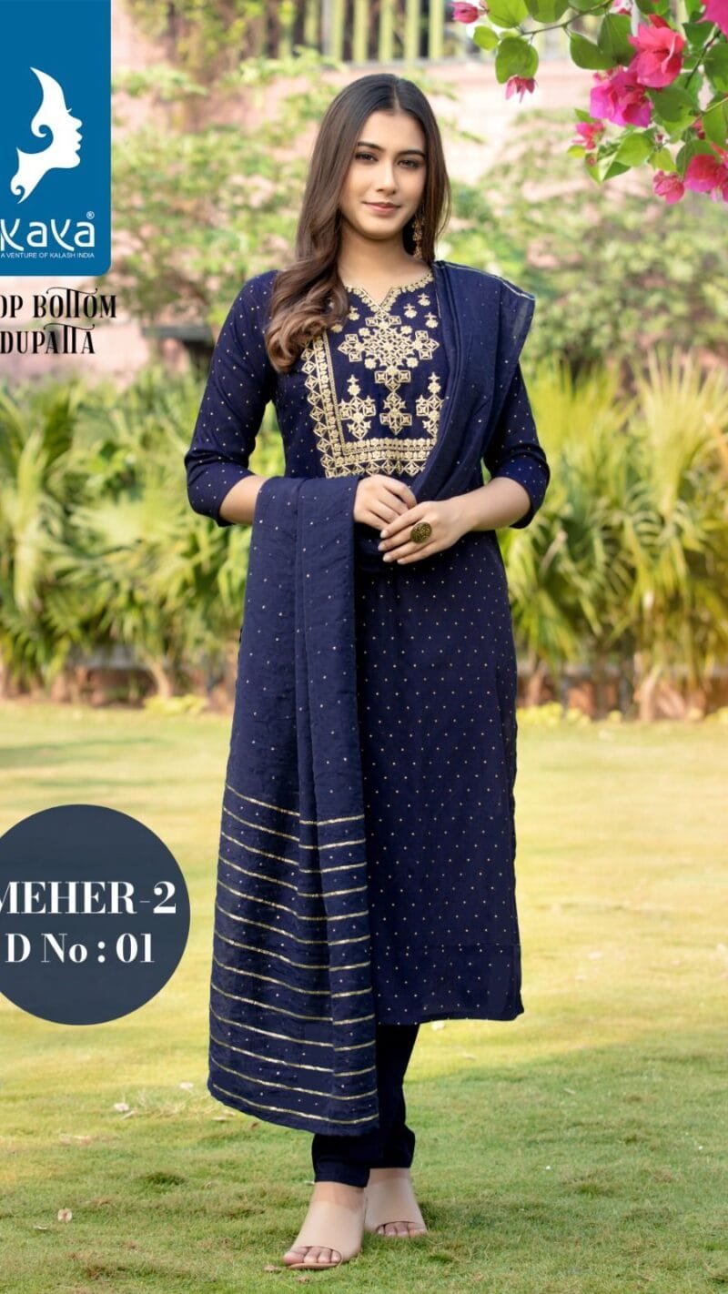 Meher 2 Kaya Readymade 3 Piece Catalogue