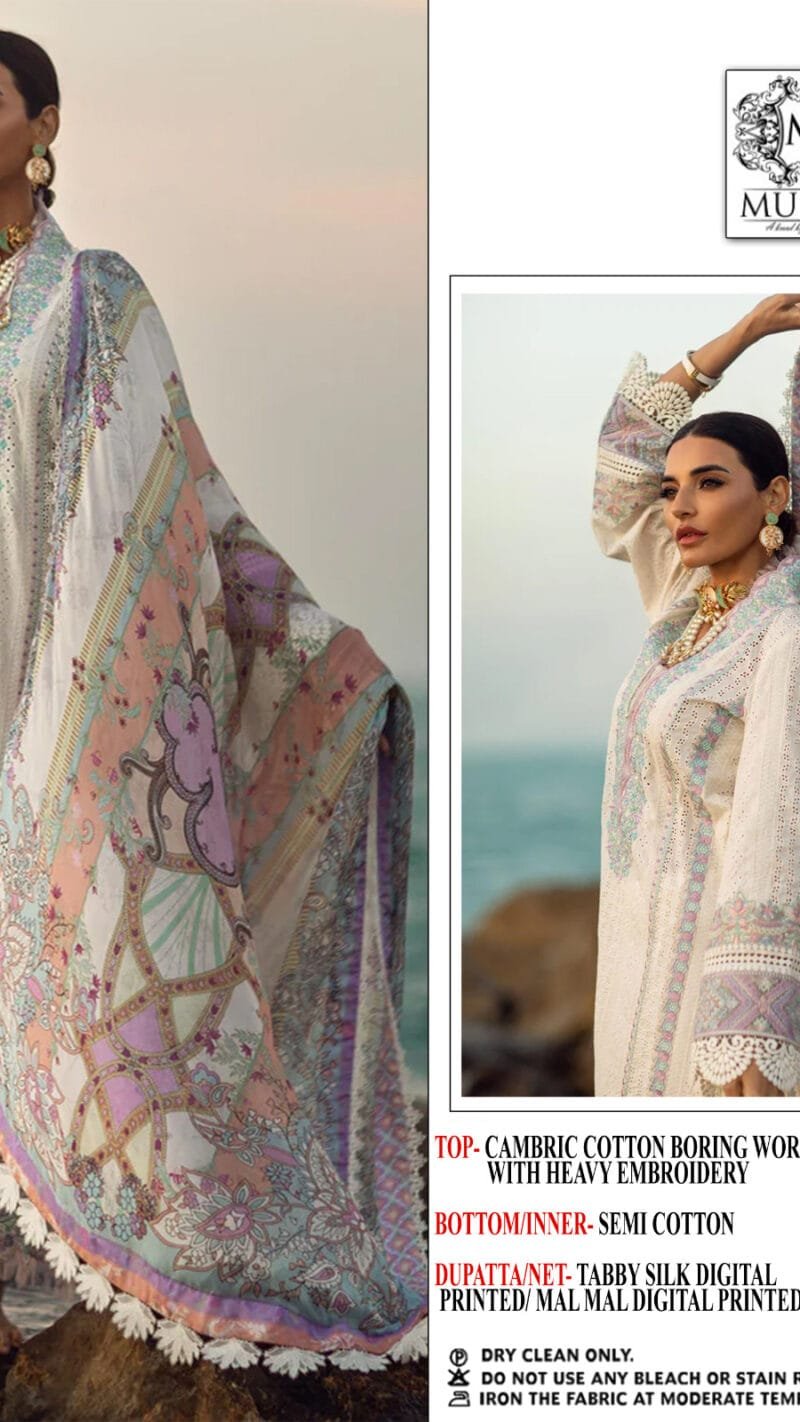Mushq M-218 Pure Cotton Embroidered Chikan Work Suits