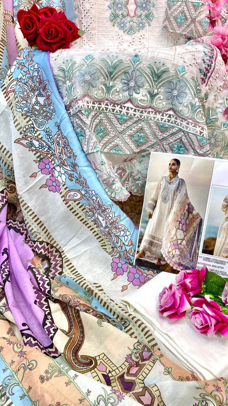 Mushq M-218 Pure Cotton Embroidered Chikan Work Suits