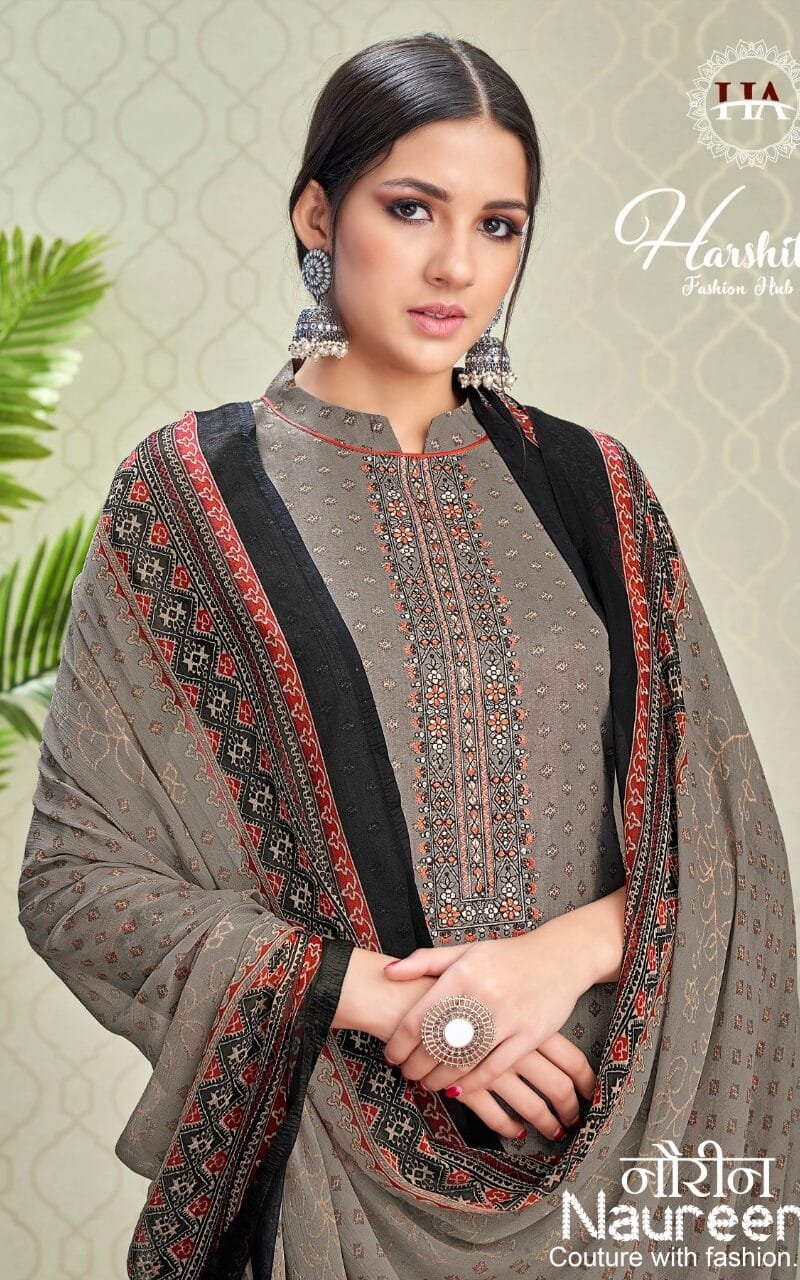 Naureen Harshit Fashion Pure Cambric Cotton Print with Embroidery