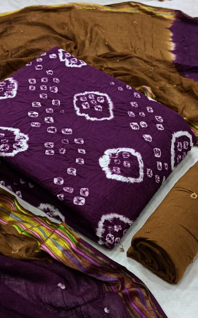 New Boutique Collection Bandhej Heavy Cotton Wholesale Cotton Dress Material