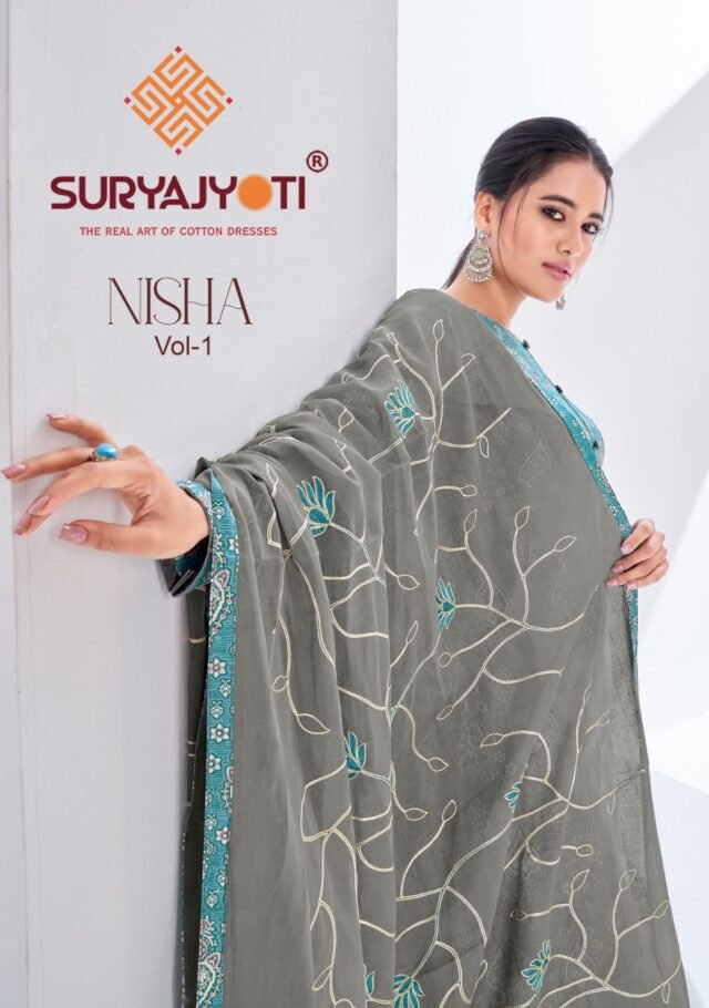 Nisha Vol 1 Suryajyoti Cambric Print With Foil and Khadi Print