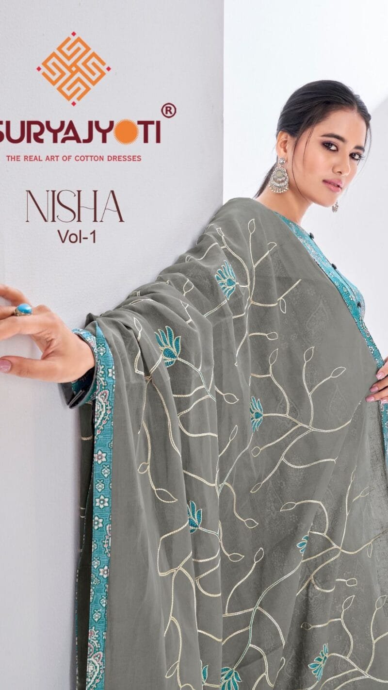 Nisha Vol 1 Suryajyoti Cambric Print With Foil and Khadi Print