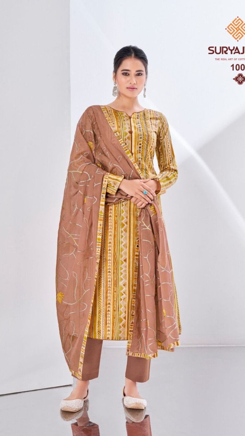 Nisha Vol 1 Suryajyoti Cambric Print With Foil and Khadi Print