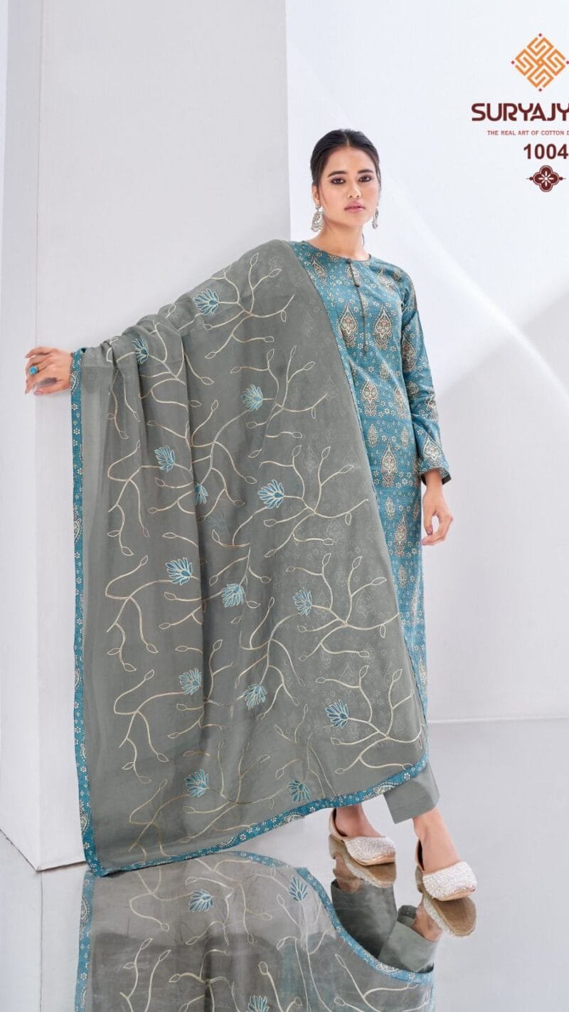 Nisha Vol 1 Suryajyoti Cambric Print With Foil and Khadi Print