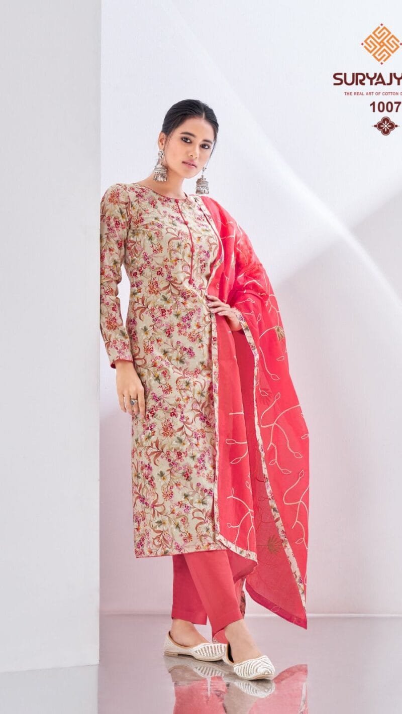 Nisha Vol 1 Suryajyoti Cambric Print With Foil and Khadi Print