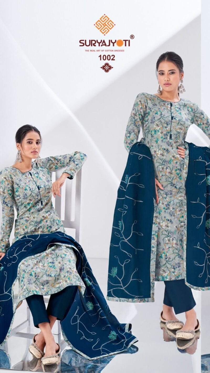 Nisha Vol 1 Suryajyoti Cambric Print With Foil and Khadi Print
