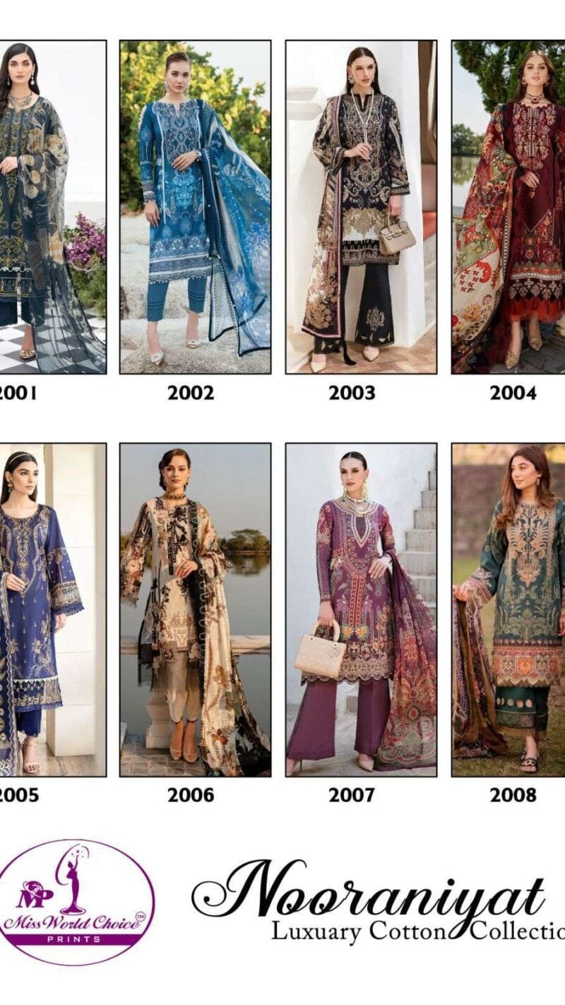Nooraniyat Vol 2 Miss World Choice Wholesale Cotton Dress Material