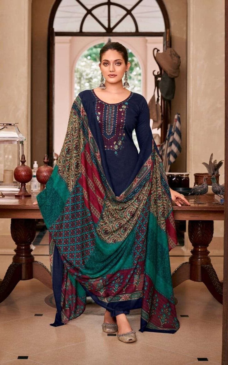 Panihari Levisha Zam Cotton Negative Print With Heavy Embroidery