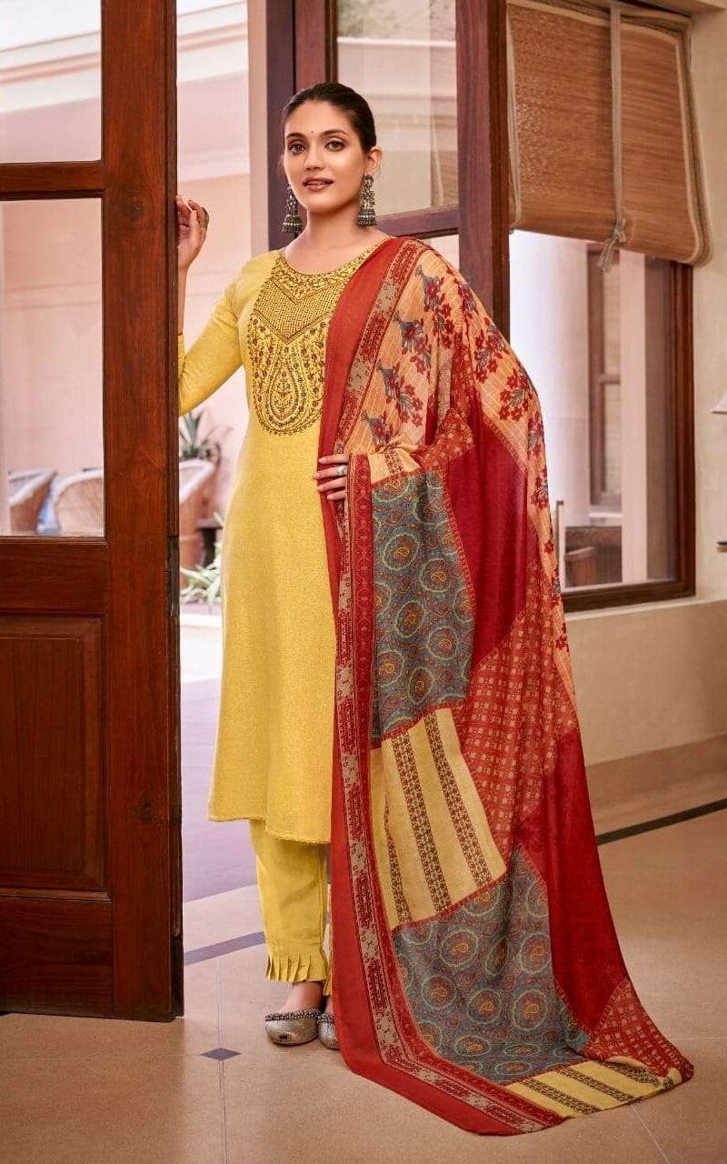 Panihari Levisha Zam Cotton Negative Print With Heavy Embroidery